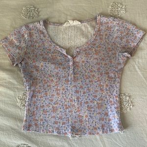 Hippie Rose purple floral cropped top